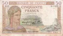 Frankreich 50 Francs Ceres - 11-01-1940 - Serial D.11920