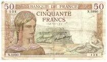 Frankreich 50 Francs Ceres - 15.04.1937 - Serial N.5990 - Fay.17.37