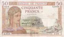 Frankreich 50 Francs Ceres - 16-02-1939 - Serial X.9704
