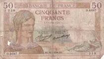 Frankreich 50 Francs C&eacute;r&egrave;s - 16-07-1936 - Serial O.4687