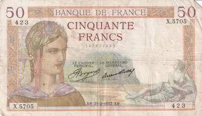 Frankreich 50 Francs Ceres - 25-02-1937 - Serial X.5705