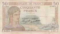 Frankreich 50 Francs Ceres - 28-01-1937 - Serial Q.5513 - VG to F