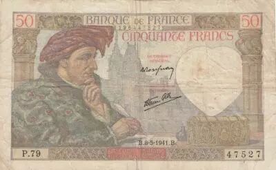 Frankreich 50 Francs Jacques Coeur - 05-05-1941 Serial P.79 - F