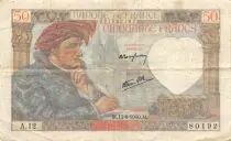 Frankreich 50 Francs Jacques Coeur - 13-06-1940 Serial A.12 - VF