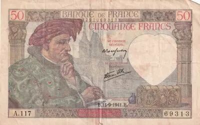 Frankreich 50 Francs Jacques Coeur - 15.05.1941 -  Serial H.84