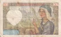 Frankreich 50 Francs Jacques Coeur - 17-07-1941- Serial Z.92 - F to VF - P.93