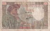 Frankreich 50 Francs Jacques Coeur - 20-11-1941- Serial X.138 - VG to F - P.93