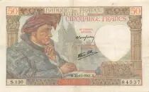 Frankreich 50 Francs Jacques Coeur - 20-11-1941 Serial S.130 - VF
