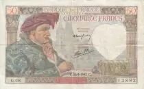 Frankreich 50 Francs Jacques Coeur - 24-04-1941 - Serial G.68 - VF