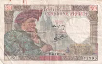 Frankreich 50 Francs Jacques Coeur - 24-04-1941 Serial T.77 - VF