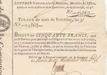 Frankreich 50 Francs Loterie de la Convention- 29 Germinal An 3 (1795) - XF to AU