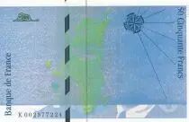 Frankreich 50 Francs Saint-Exupery - 1992 - Error note Blue version - Serial K.002977224