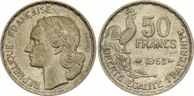 Frankreich 50 Francs Woman head - 1952