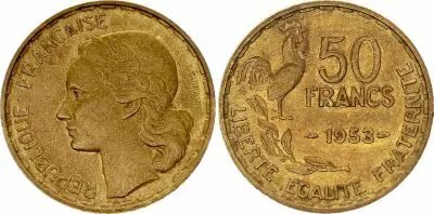 Frankreich 50 Francs Woman head - 1953
