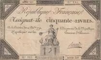 Frankreich 50 Livres - 14 December 1792 - French Republic - Sign. Barraud - Serial 321