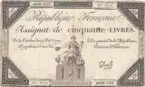 Frankreich 50 Livres - 14 December 1792 - French Republic - Sign. Develle - Serial 4252