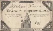 Frankreich 50 Livres - 14 December 1792 - French Republic - Sign. Fran&ccedil;ois - Serial 2921