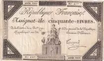 Frankreich 50 Livres - France seated (14-12-1792) - Sign. Couzard - F