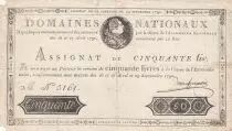 Frankreich 50 Livres Bust of Louis XVI - 29-09-1790 Serial B - Sign. Duneuf-Germain - F to VF