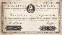 Frankreich 50 Livres Bust of Louis XVI - 30-04-1792 Serial 14K - VF