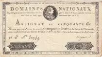 Frankreich 50 Livres Bust of Louis XVI - 30-04-1792 Serial 18G - Sign. Magima