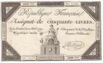 Frankreich 50 Livres France seated - 14-12-1792 - Sign. Bertrand - F+