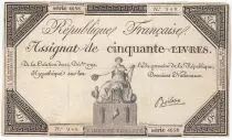 Frankreich 50 Livres France seated - 14-12-1792 - Sign. Boileau - VF