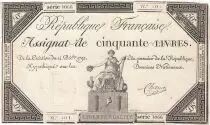 Frankreich 50 Livres France seated - 14-12-1792 - Sign. Chocus - VF