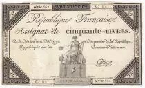 Frankreich 50 Livres France seated - 14-12-1792 - Sign. Cottenel - VF+