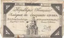 Frankreich 50 Livres France seated - 14-12-1792 - Sign. Dasse