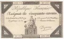 Frankreich 50 Livres France seated - 14-12-1792 - Sign. Depierre - VF