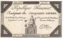 Frankreich 50 Livres France seated - 14-12-1792 - Sign. Dubois - XF