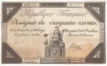 Frankreich 50 Livres France seated - 14-12-1792 - Sign. Hubert - F+