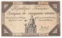 Frankreich 50 Livres France seated - 14-12-1792 - Sign. Jannel - F