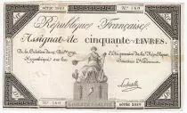 Frankreich 50 Livres France seated - 14-12-1792 - Sign. Lafortelle - VF