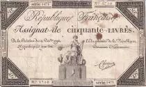 Frankreich 50 Livres France seated - 14-12-1792 - Sign. Lagrive - F