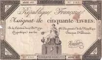 Frankreich 50 Livres France seated - 14-12-1792 - Sign. Lagrive - F