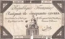 Frankreich 50 Livres France seated - 14-12-1792 - Sign. Lagrive - F