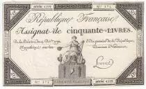Frankreich 50 Livres France seated - 14-12-1792 - Sign. Louvet - VF