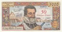 Frankreich 50 NF on 5000 Francs Henri IV - 30-10-1958 - Serial U.92