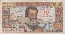 Frankreich 50 NF sur 5000 Francs - Henri IV - 30-10-1958 - Serial C.91 - P.139