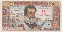 Frankreich 50 NF sur 5000 Francs - Henri IV - 30-10-1958 - Serial K.92 - P.139
