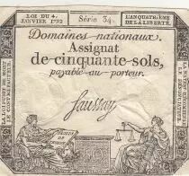 Frankreich 50 Sols - Liberty and Justice - 04-01-1792 - Sign. Saussay - Serial 341