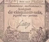 Frankreich 50 Sols - Liberty and Justice (23-05-1793) - VF - Sign. Saussay