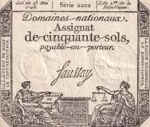 Frankreich 50 Sols - Liberty and Justice (23-05-1793) - XF+ - Sign. Saussay