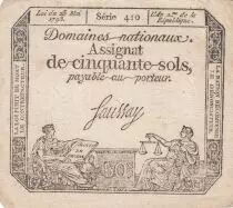 Frankreich 50 Sols - Liberty and Justice- 23-05-1793 - Sign. Saussay- Serial 410
