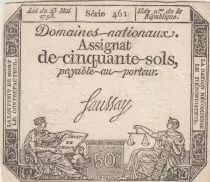 Frankreich 50 Sols - Liberty and Justice- 23-05-1793 - Sign. Saussay- Serial 461