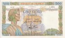 Frankreich 500 Francs - La Paix - 01-10-1942 - Serial L.6964 - P.UNC - P.95