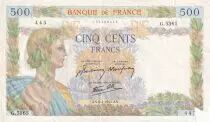 Frankreich 500 Francs - La Paix - 09-04-1942 - Serial G.5365 - P.95