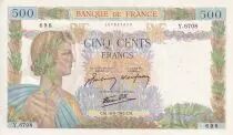 Frankreich 500 Francs - La Paix - 10-09-1942 - Serial Y - P.AU - P.95